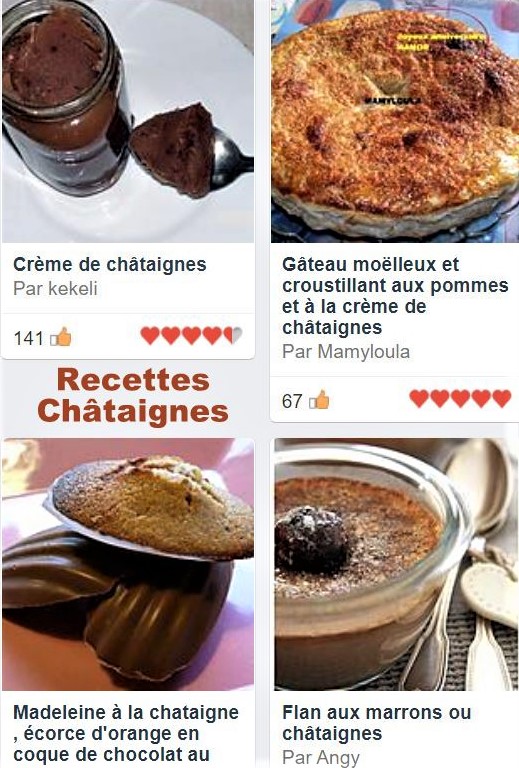 Plein de recettes à base de châtaignes