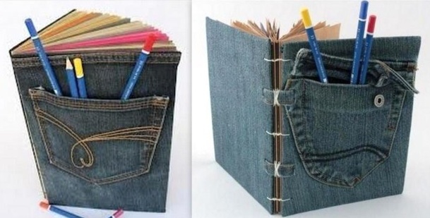 Couvertures de livres en jean recyclé, des modèles