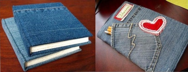 Couvertures de livres en jean recyclé, des modèles Couvertures de livres en jean recyclé, des modèles