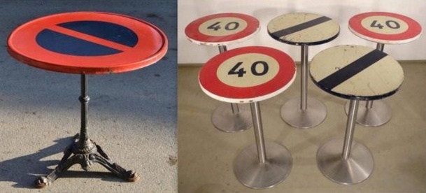 Du mobilier en panneaux de signalisation
