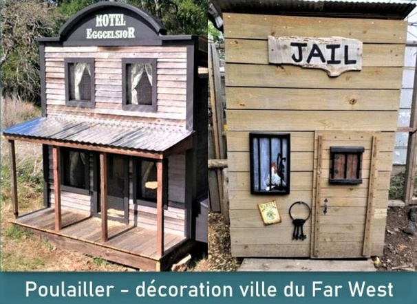 Un poulailler avec une déco du Far West américain