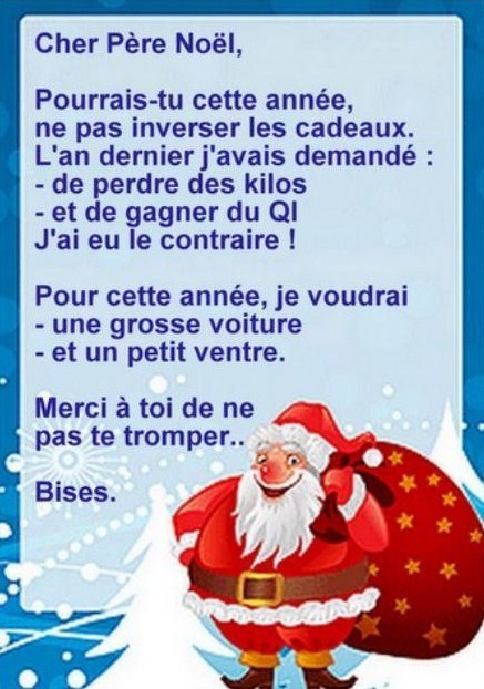 3 lettres drôles pour le Père Noël !