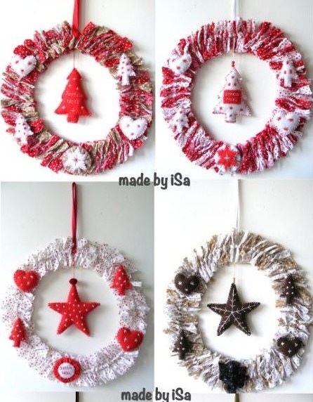 Tutos couronnes de Noël récup tissu Tutos couronnes de Noël récup tissu