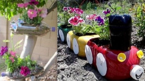 Jardinières en bouteille plastique, de la récup utile et économique ! Jardinières en bouteille plastique, de la récup utile et économique !