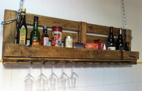 Etagères à épices grand format en bois de palette pour la cuisine
