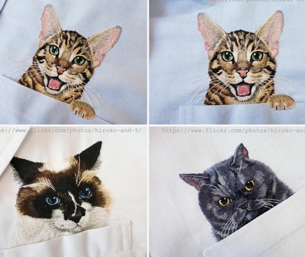 Les superbes broderies de chats et de chiens d'Hiroko Kubota