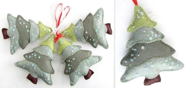Tutoriels pour faire de petits sapins de Noël en feutrine