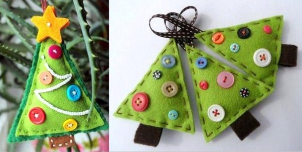Jolis modèles de petits sapins de Noël en feutrine.