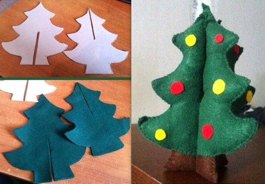 Jolis modèles de petits sapins de Noël en feutrine.