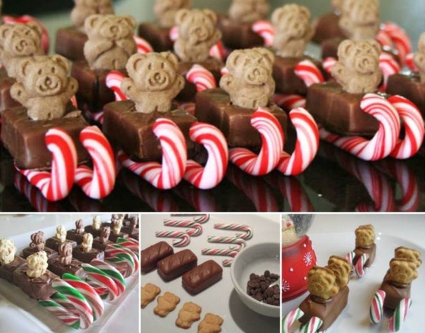Faire le traîneau du Père Noël en friandises et sucres d'orge