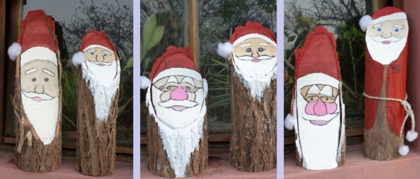 Faire des pères Noël en bûches de bois