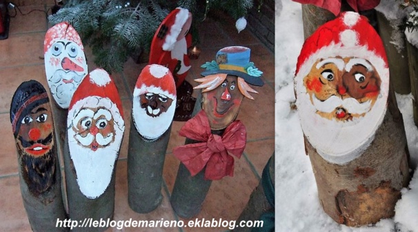 Faire des pères Noël en bûches de bois