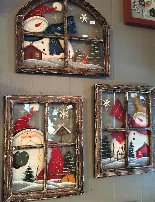 Peintures de Noël sur vitres et fenêtres, modèles et tutos