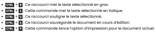 Astuces touches raccourcis clavier et leur fonction