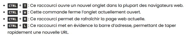 Astuces touches raccourcis clavier et leur fonction