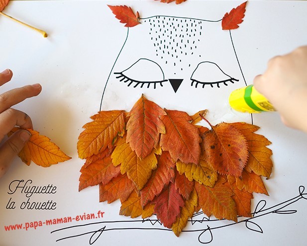 Collages feuilles mortes animaux