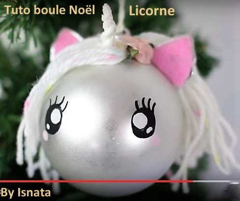 Boules de Noël customisées en boules Noël Chat et Licorne
