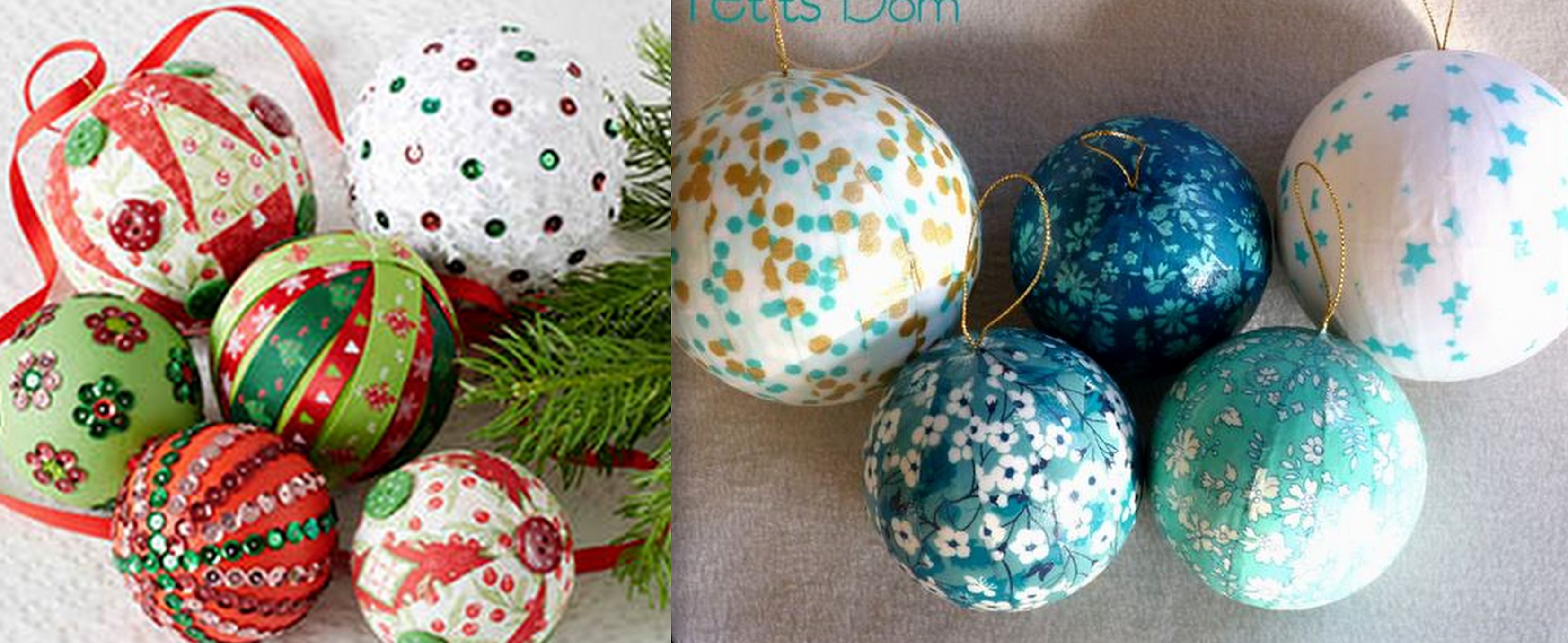 Décorer des boules polystyrène en boules de Noël