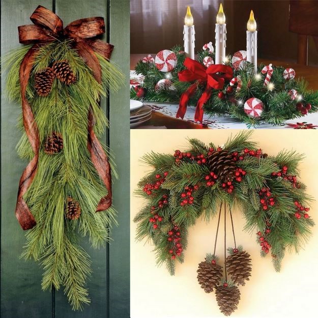 Décorations de Noël en tiges et branches de sapin