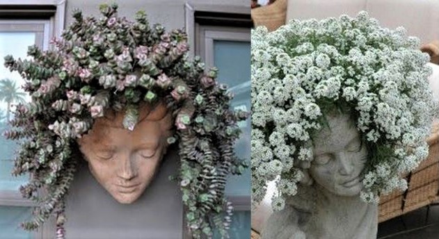 Décorations statues à têtes végétalisées Décorations statues à têtes végétalisées