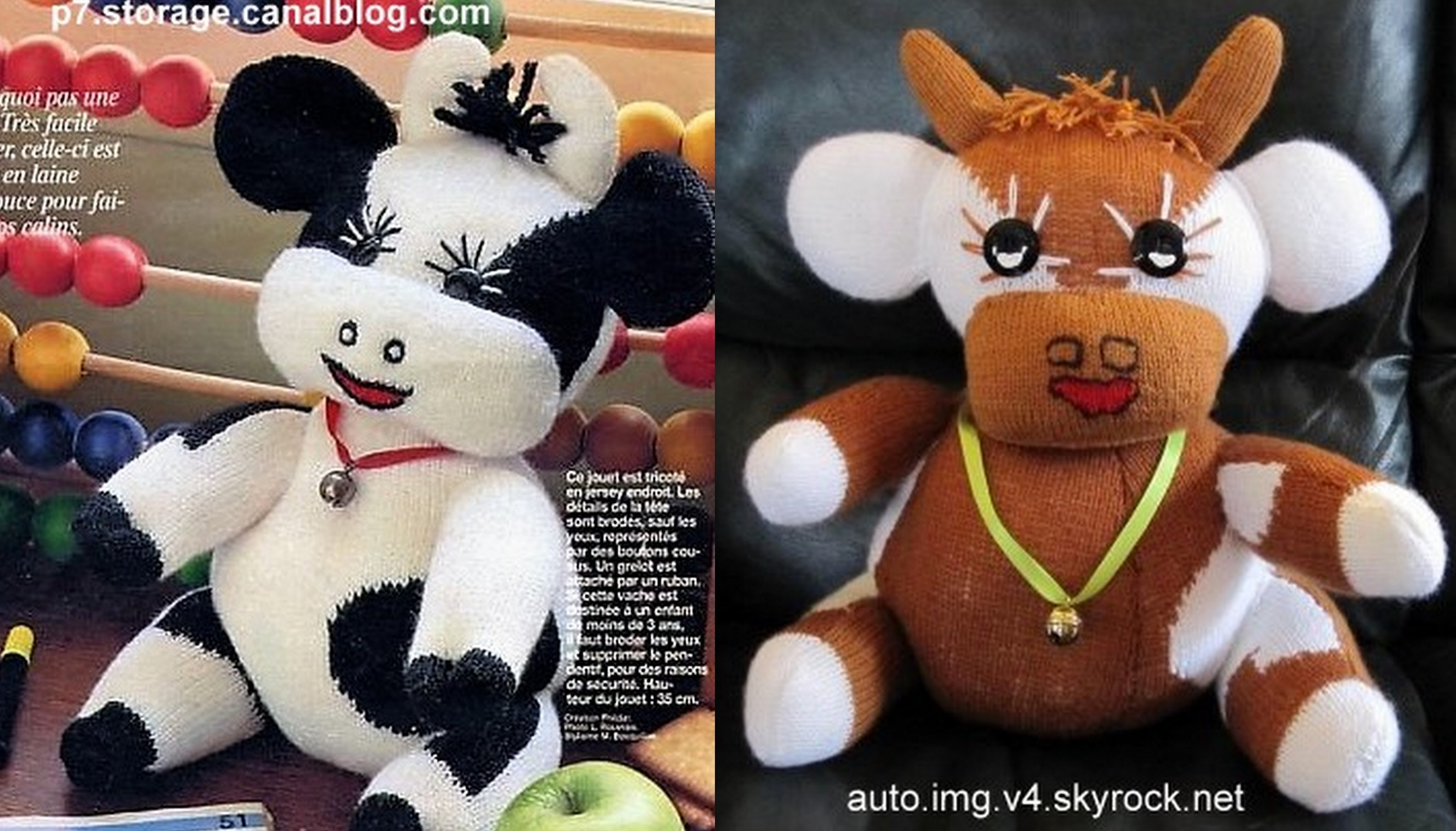 Tuto Vache en laine, tricot et crochet Tuto Vache en laine, tricot et crochet