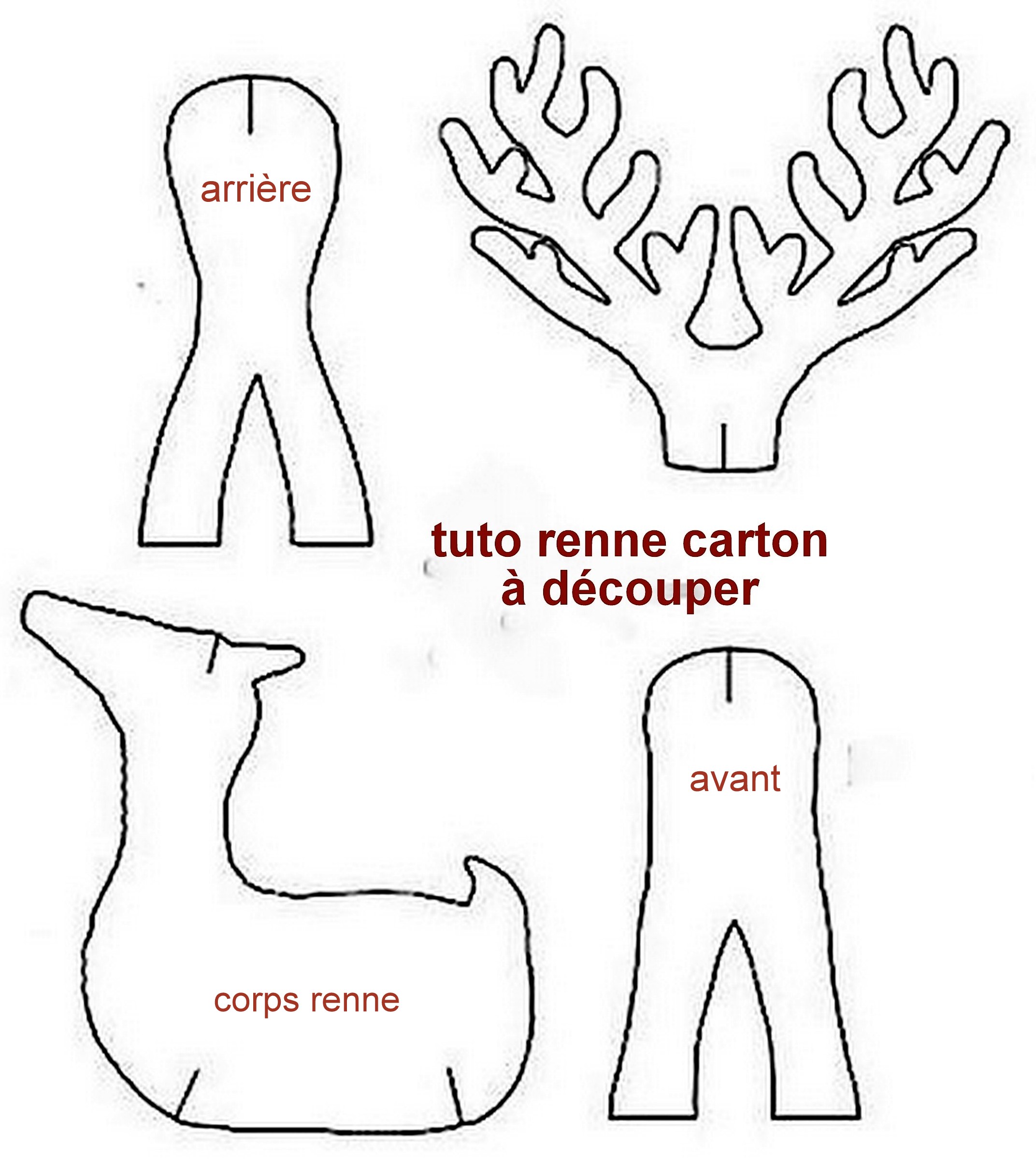 Gabarits rennes de Noël en carton Gabarits rennes de Noël en carton