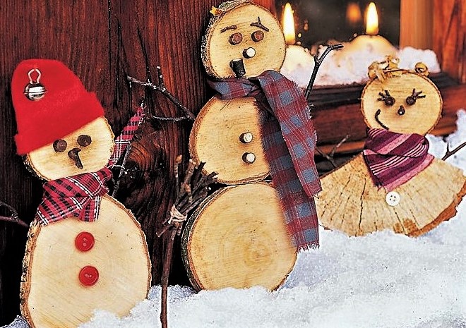 Faire des Bonhommes de neige en bois