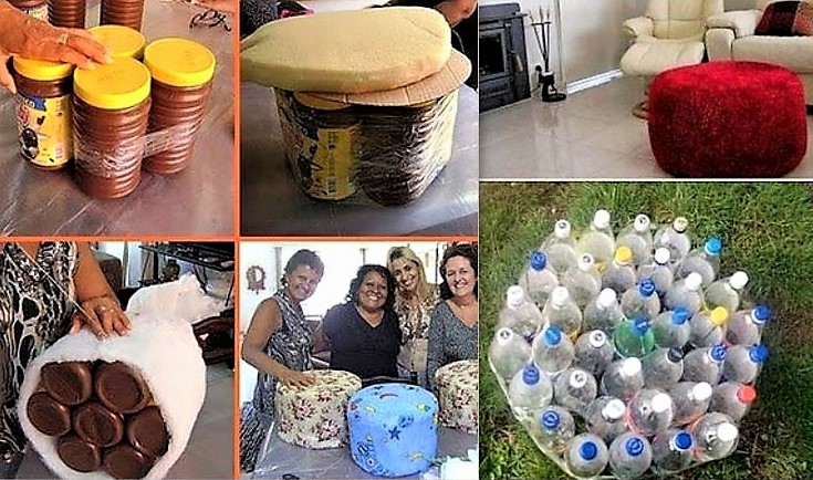 Faire un pouf avec des bouteilles en plastique