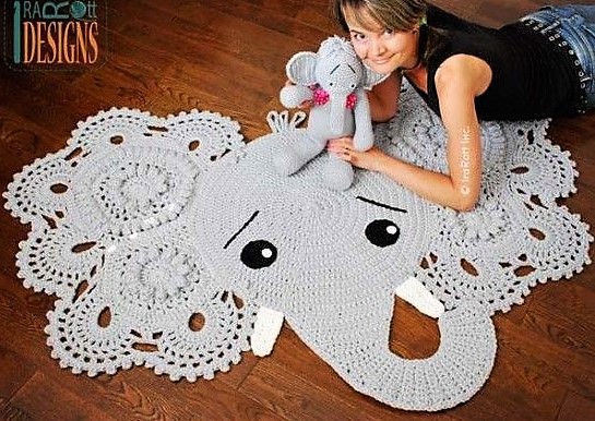 Tapis éléphants au crochet