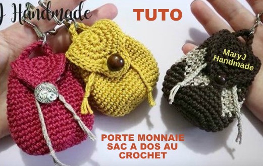 Tutoriel faire un petit sac à dos porte monnaie au crochet