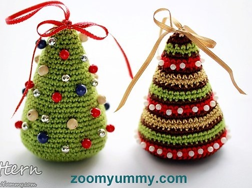 Modèles Petits sapins de Noël à faire au crochet Modèles Petits sapins de Noël à faire au crochet
