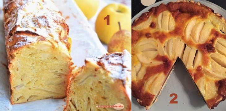 2 recettes de gâteaux gourmands pommes poires et amandes