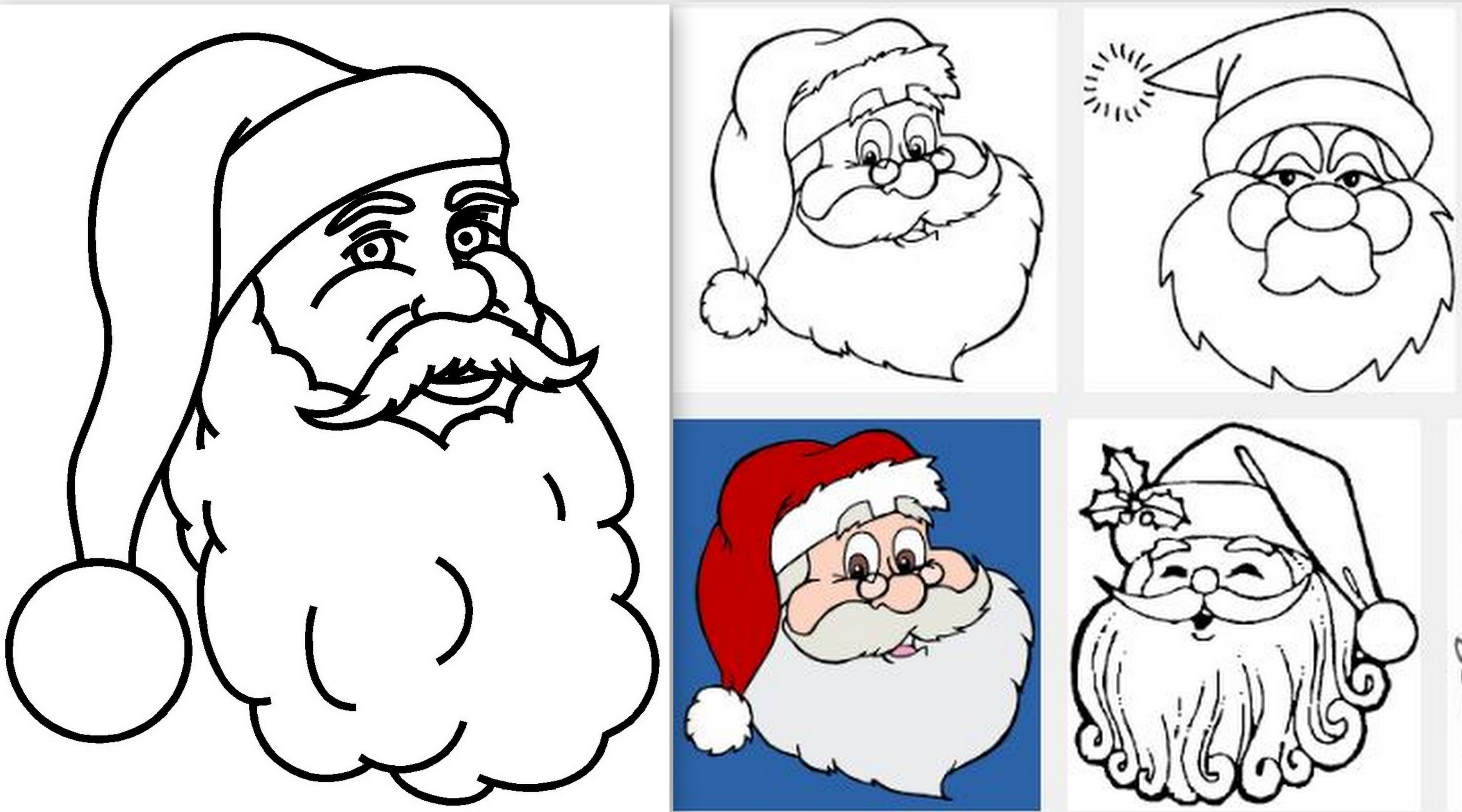 Modèles de Père Noël à dessiner, colorier ou découper !