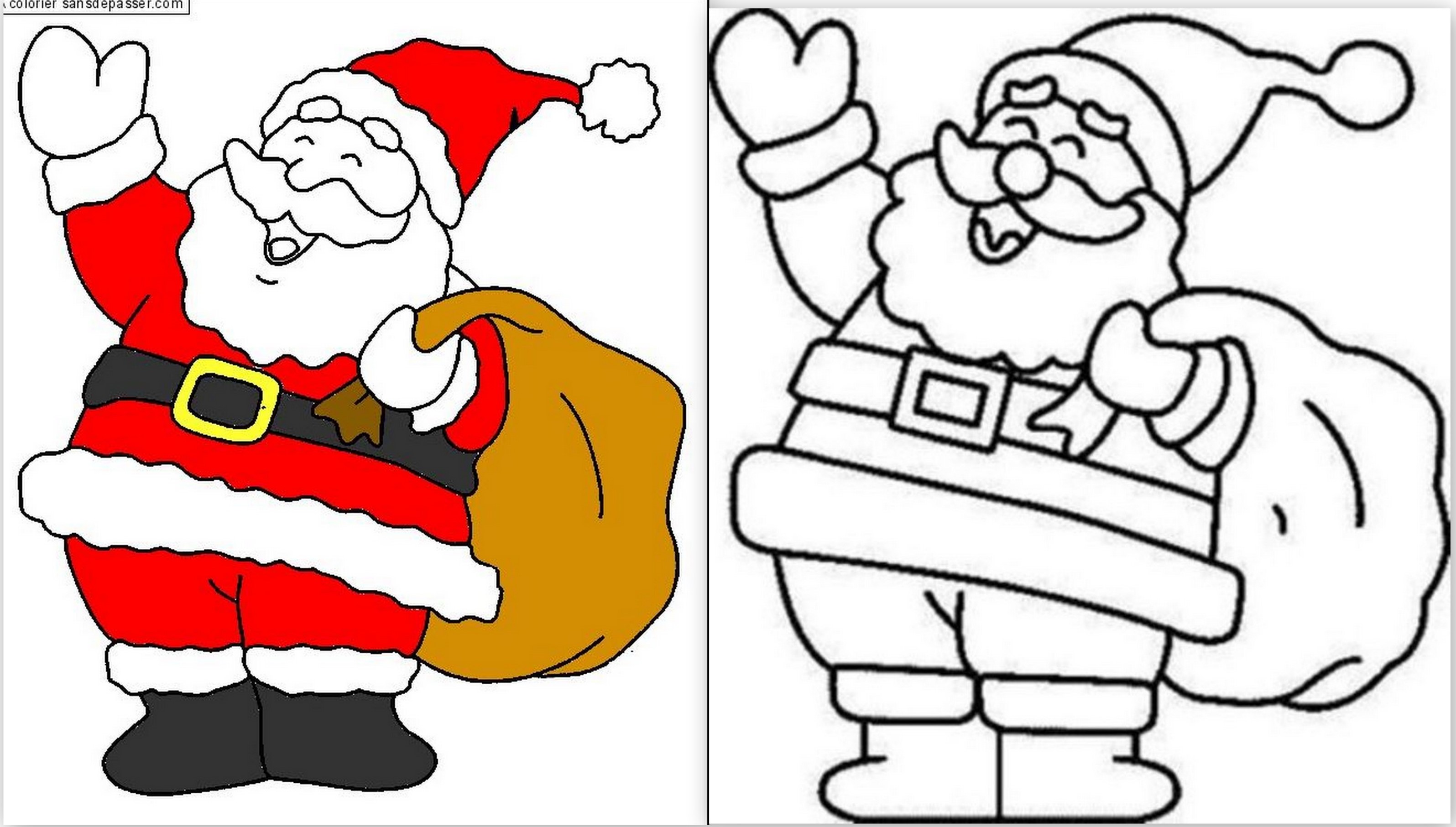 Modèles de Père Noël à dessiner, colorier ou découper !