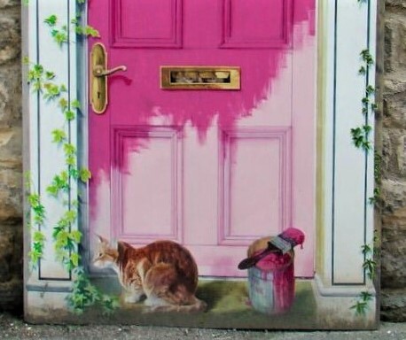 Chats peintures sur portes