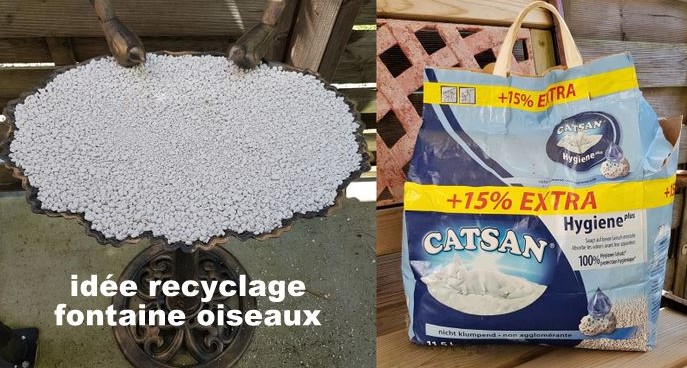 Fontaine pour oiseaux recyclée en bassin décoratif Fontaine pour oiseaux recyclée en bassin décoratif