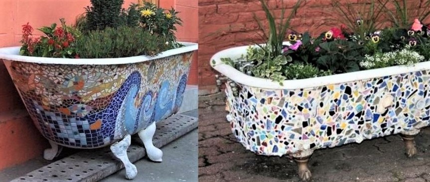 Vieilles baignoires recyclées pour le jardin