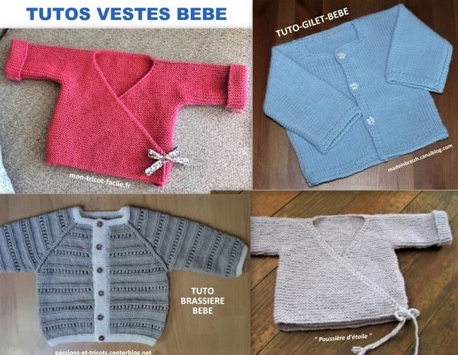 Tutoriels tricoter une veste pour Bébé : 4 tutos