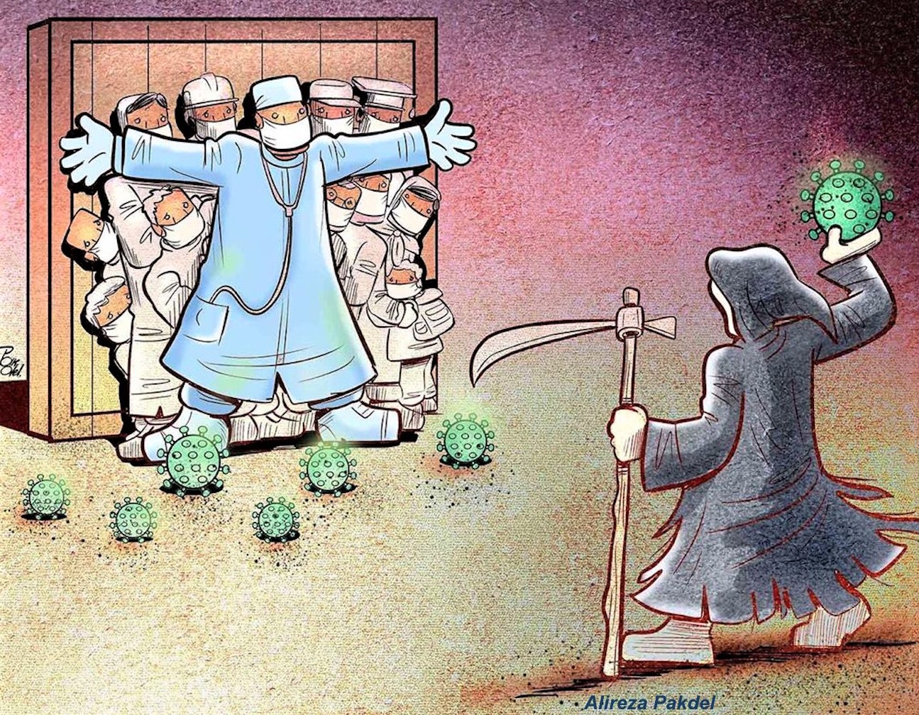 Dessins coronavirus en hommage au personnel soignant