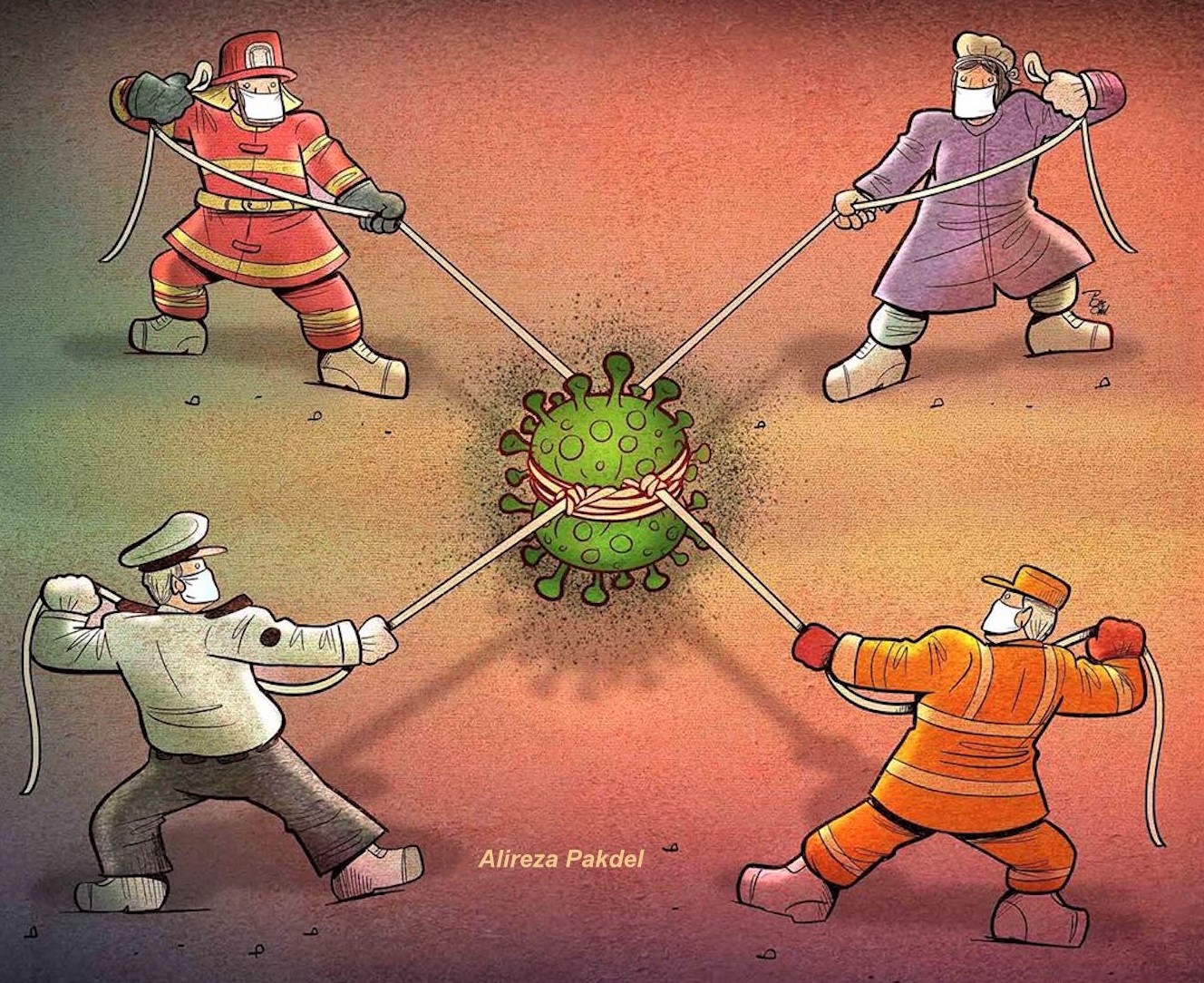 Dessins coronavirus en hommage au personnel soignant
