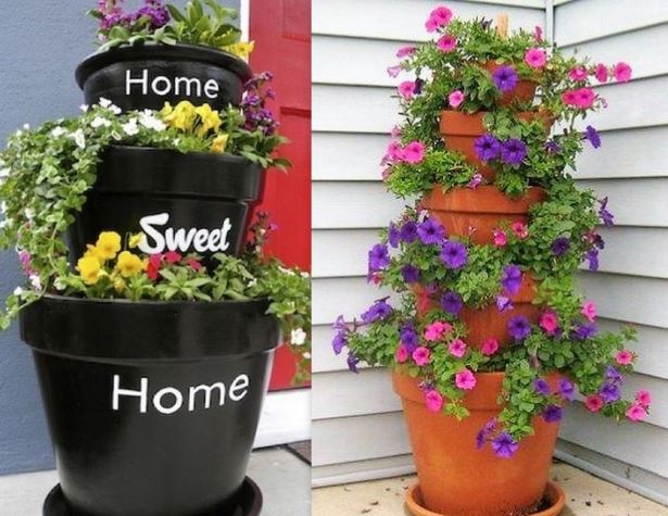 Les pots de fleurs encastrés au jardin