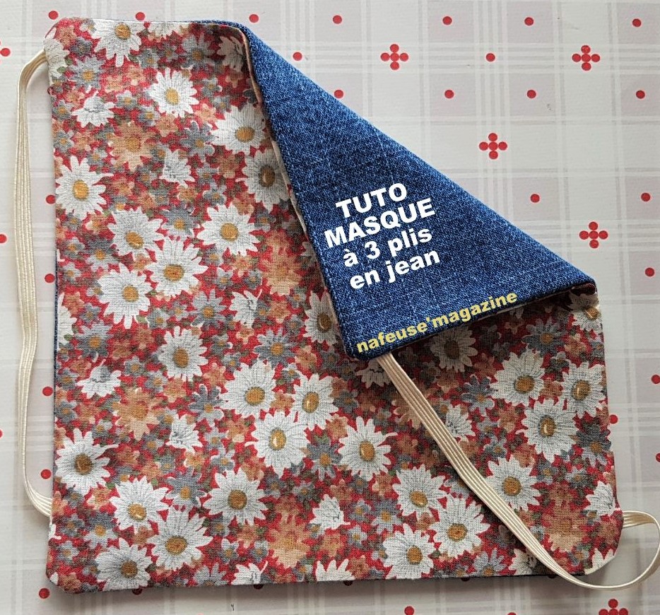 Tutoriel couture : masque tissu 3 plis en jean