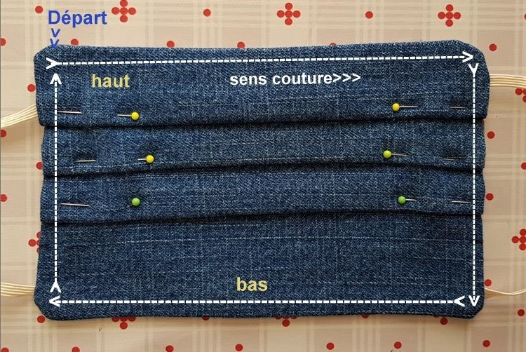 Tutoriel couture : masque tissu 3 plis en jean