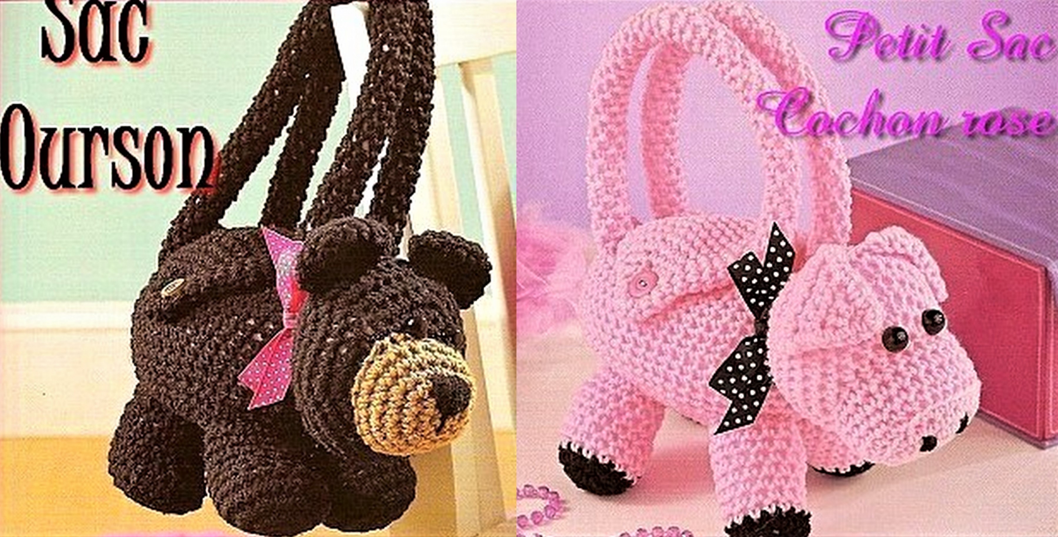 Sacs au crochet en forme d'animaux, les tutos !