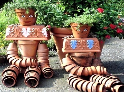 Créations personnages en pots de fleurs