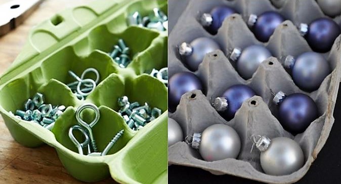 Idées récup et rangement en boites à oeufs