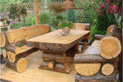 Table de jardin à pieds en rondin de bois, table d'extérieur en rondin de  bois 