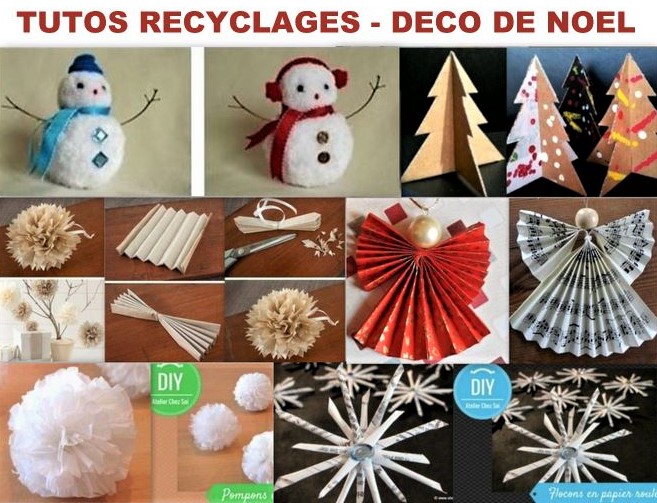 7 tutos de Noël récup et recyclage pour faire : sapin, pompons, flocons et anges de Noël.