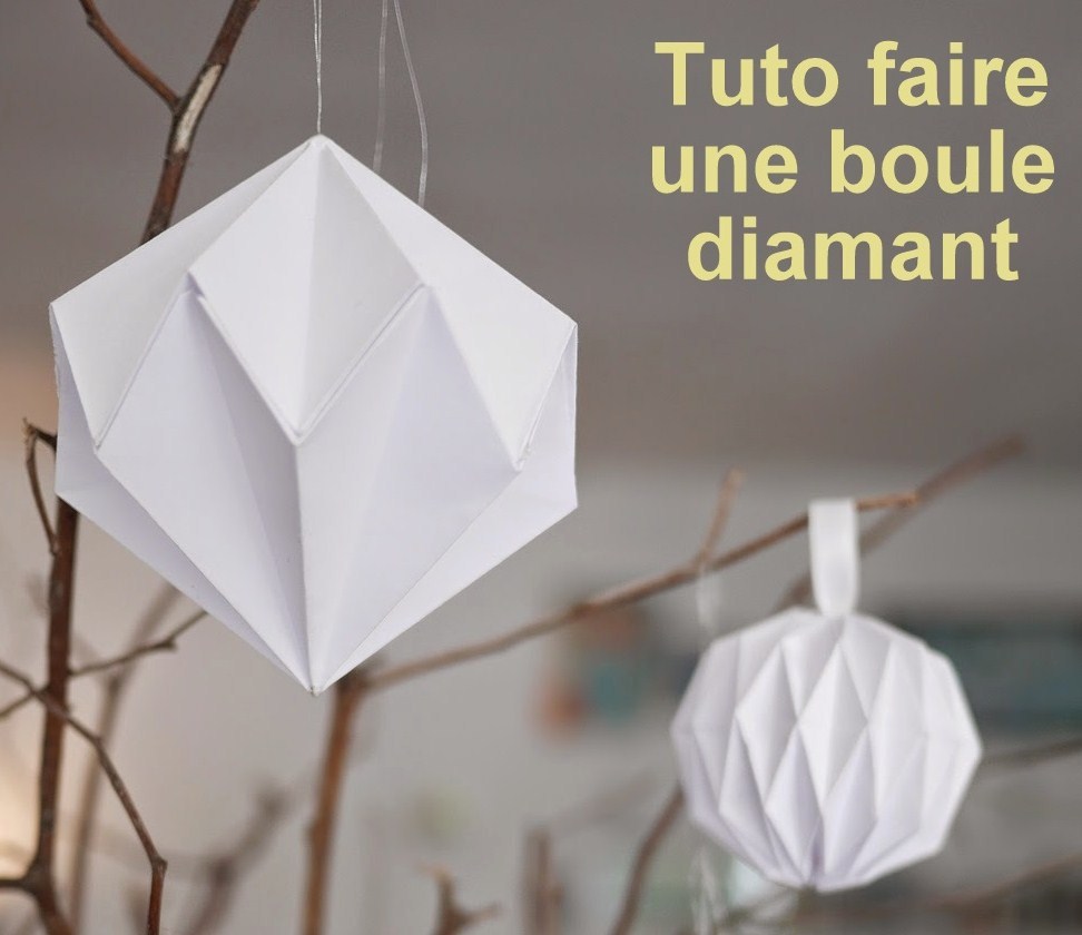 Faire des boules de Noël diamant en papier, les tutos