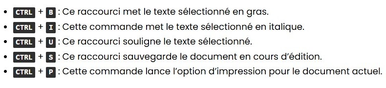 Astuces touches raccourcis clavier et leur fonction